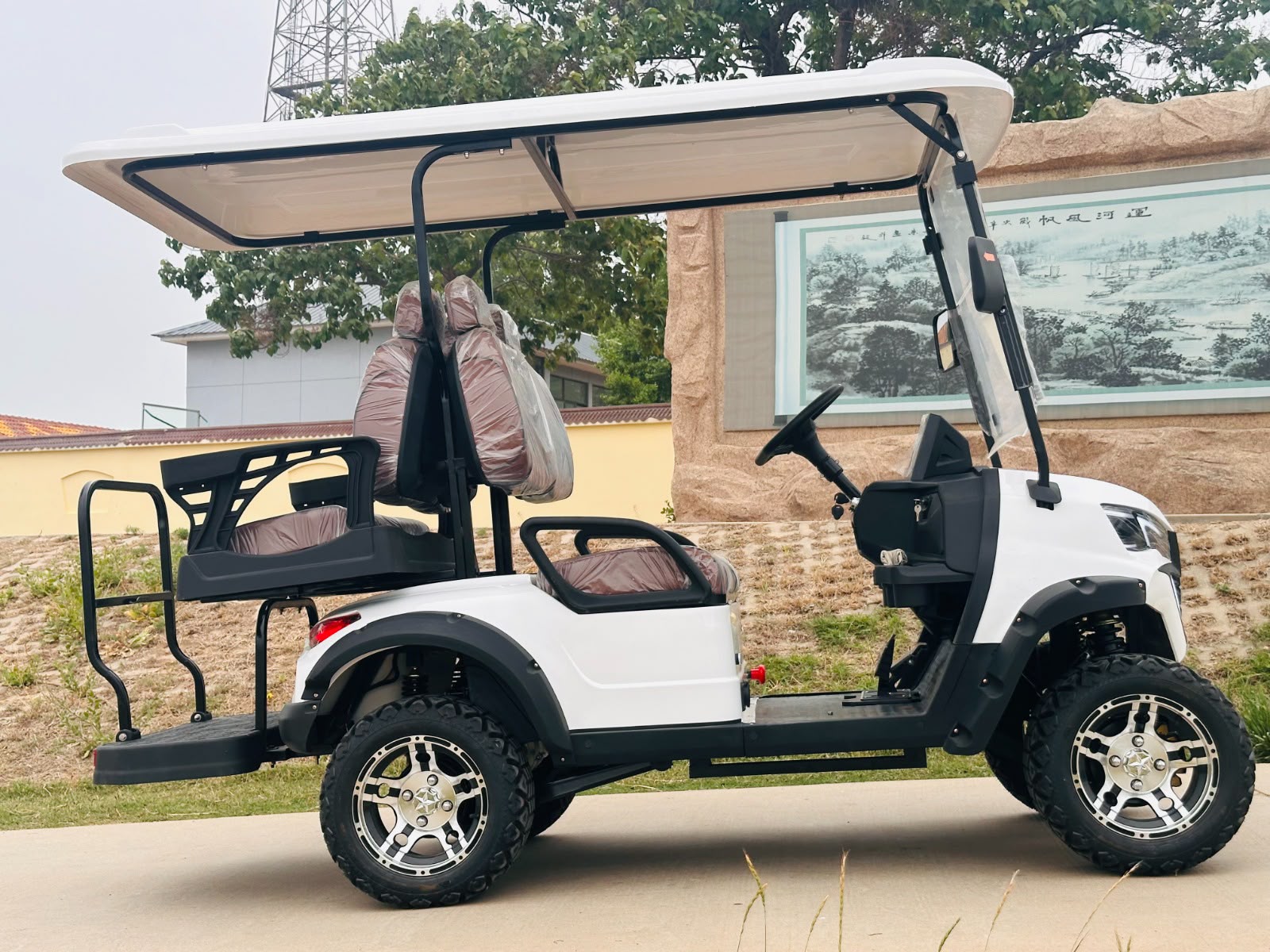 2+2 Seater Golf Cart – White, Side View