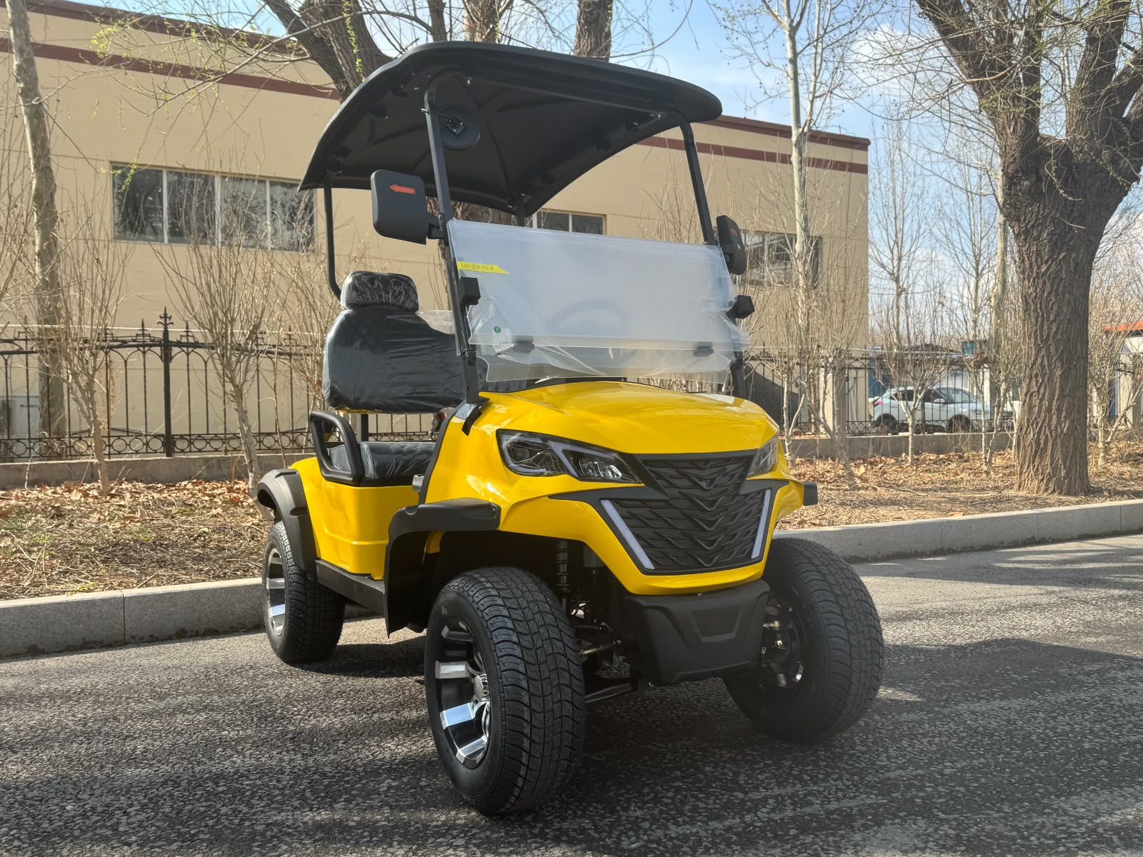 2-Seater Golf Cart – Yellow, Front View